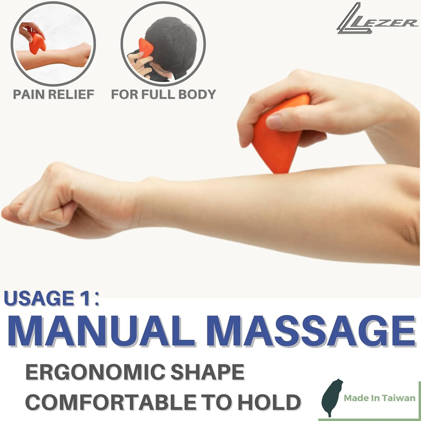 Trigger Massage Point, Manual Massage Ball, Hip Hook, Muscle Knot Release Tool, Deep Tissue Relief, Hip Flexor Iliacus Back Psoas Hand Foot Myofascial, Physical Therapy, 2.9 Inx2.1 In(Orange)